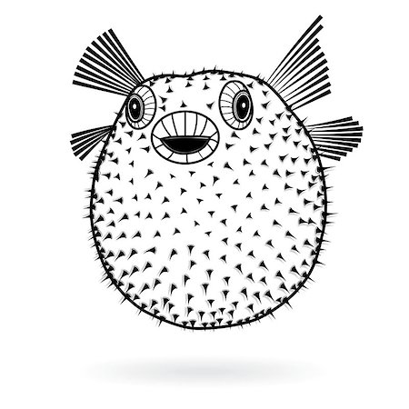 pez globo - Puffer fish fugu silhouette sharp icon, vector illustration tattoo, cartoon style for T-shirts Foto de stock - Super Valor sin royalties y Suscripción, Código: 400-09050058