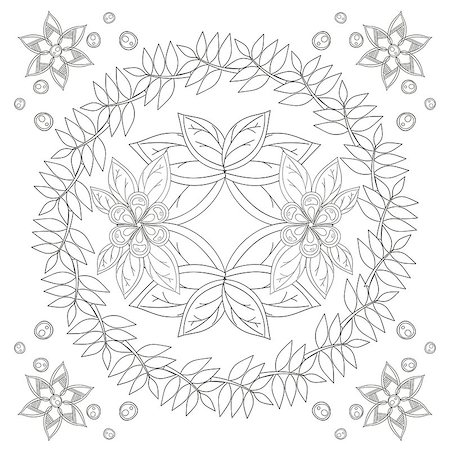 flowers sketch for coloring - Coloring book page for adults and kids in doodle style. Vector artwork good for art therapy and coloring meditation. Stock Photo - Budget Royalty-Free & Subscription, Code: 400-09050138