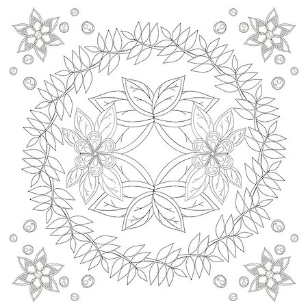 Coloring book page for adults and kids in doodle style. Vector artwork good for art therapy and coloring meditation. Foto de stock - Super Valor sin royalties y Suscripción, Código: 400-09050138