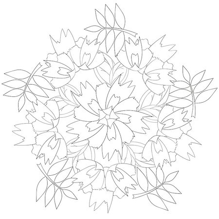 flowers sketch for coloring - Coloring book page for adults and kids in doodle style. Vector artwork good for art therapy and coloring meditation. Stock Photo - Budget Royalty-Free & Subscription, Code: 400-09050142