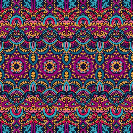 Abstract festive colorful floral vector ethnic tribal pattern Stockbilder - Microstock & Abonnement, Bildnummer: 400-09050236