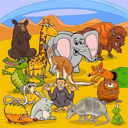 Cartoon Illustration of Comic Animal Characters Group Stock Photo - Budget Royalty-Free & Subscription, Code: 400-09050238