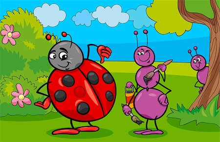 simsearch:400-08046771,k - Cartoon Illustration of Ant and Ladybug Insect Animal Characters Stock Photo - Budget Royalty-Free & Subscription, Code: 400-09050241