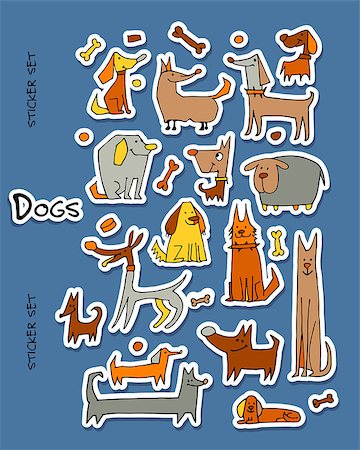 simsearch:400-04792278,k - Funny dogs, stickers collection for your design. Vector illustration Fotografie stock - Microstock e Abbonamento, Codice: 400-09050300