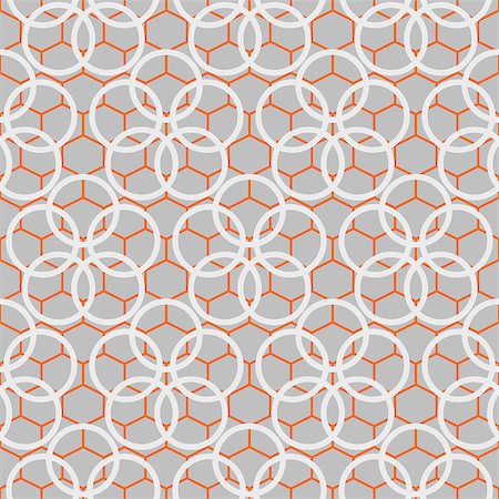 Japanese pattern in blue and orange colors. Japan inspired abstract texture design with circles on honeycomb mesh. Fotografie stock - Microstock e Abbonamento, Codice: 400-09050396