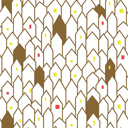 drawn baby - Gold and white abstract houses seamless vector pattern. Scandinavian kid print for room wallpaper and textile print texture. Stock Photo - Budget Royalty-Free & Subscription, Code: 400-09050435