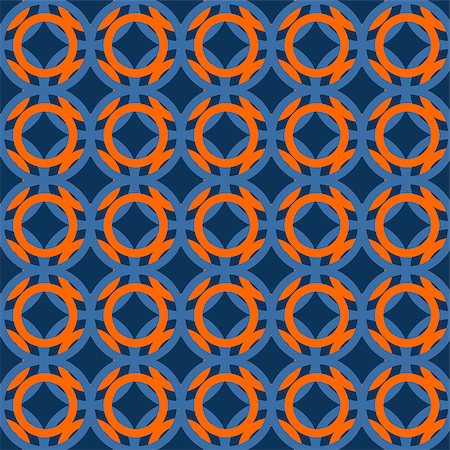 Japanese pattern in blue and orange colors. Japan inspired abstract texture design with overlapping circles geometry. Fotografie stock - Microstock e Abbonamento, Codice: 400-09050436
