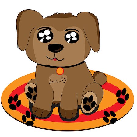 Cute puppy cartoon draw on a carpet Stock Photo - Budget Royalty-Free & Subscription, Code: 400-09050473