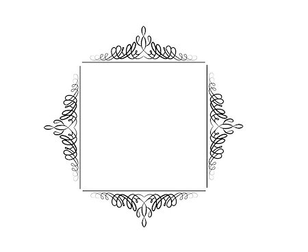 simsearch:400-04596381,k - Vintage vector swirl square frame black on white Stock Photo - Budget Royalty-Free & Subscription, Code: 400-09050588