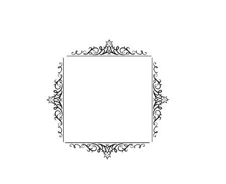 simsearch:400-04596381,k - Vintage vector swirl square frame black on white Stock Photo - Budget Royalty-Free & Subscription, Code: 400-09050589