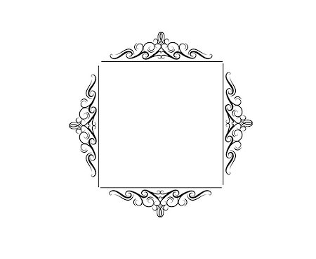 simsearch:400-04596381,k - Vintage vector swirl square frame black on white Stock Photo - Budget Royalty-Free & Subscription, Code: 400-09050590