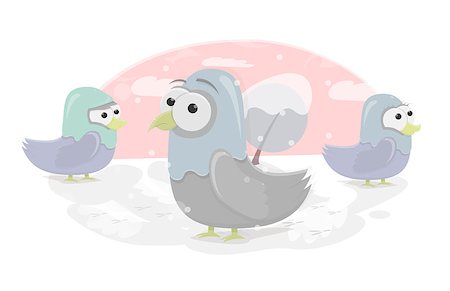 Doves for animation or graphic design. Funny birds. Cartoon character. Foto de stock - Super Valor sin royalties y Suscripción, Código: 400-09050735