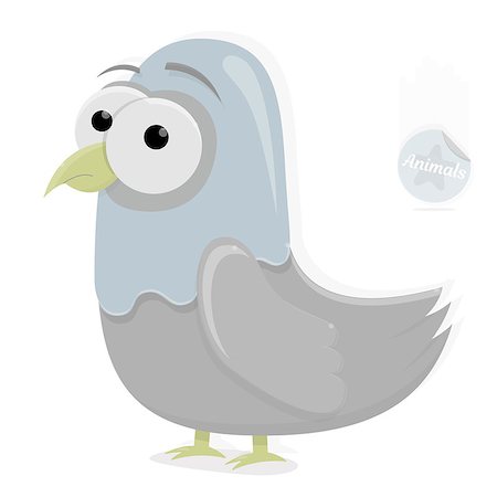 Cartoon animals for animation or web design. Funny dove character on a white background. Foto de stock - Super Valor sin royalties y Suscripción, Código: 400-09050736