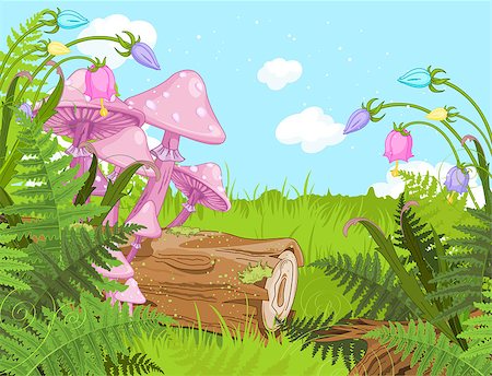 simsearch:400-08348834,k - Fantasy landscape with mushrooms and flowers Stock Photo - Budget Royalty-Free & Subscription, Code: 400-09050774