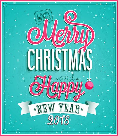 simsearch:400-08647286,k - Merry Christmas and Happy New Year greeting card. Vector illustration. Foto de stock - Super Valor sin royalties y Suscripción, Código: 400-09050802