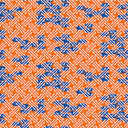 Japanese pattern in blue and orange colors. Japan inspired abstract texture design with clouds, sacura flowers and fans. Fotografie stock - Microstock e Abbonamento, Codice: 400-09050847