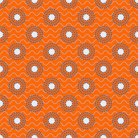 Asian style simple seamless vector design pattern. Bright orange wavy line dotted circles background. Foto de stock - Super Valor sin royalties y Suscripción, Código: 400-09050848