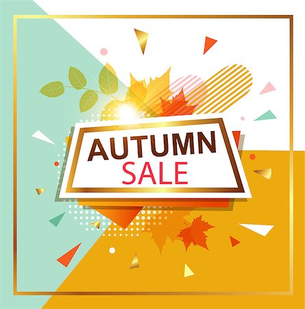 simsearch:400-04906513,k - Abstract vector background with leaves for seasonal autumn sale. Shining banner in retro style. Photographie de stock - Aubaine LD & Abonnement, Code: 400-09050886