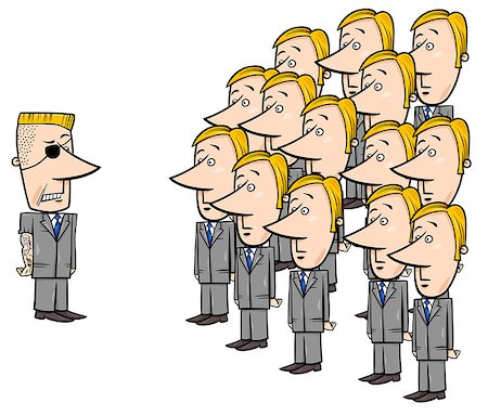 simsearch:400-09050917,k - Concept Cartoon Illustration of Young Corporate Employees and a Senior Manager Stock Photo - Budget Royalty-Free & Subscription, Code: 400-09050913