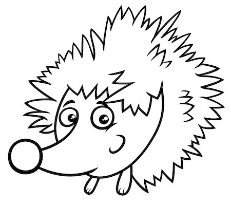 simsearch:400-08919086,k - Black and White Cartoon illustration of Hedgehog Comic Animal Character Coloring Book Stock Photo - Budget Royalty-Free & Subscription, Code: 400-09050937