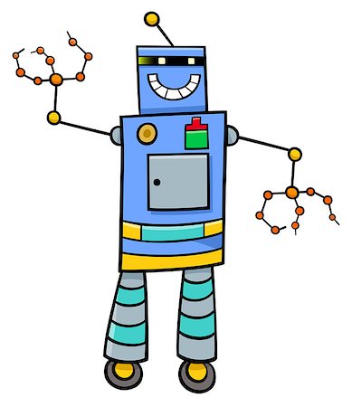 simsearch:400-07052452,k - Cartoon Illustration of Funny Robot Science Fiction Comic Character Stockbilder - Microstock & Abonnement, Bildnummer: 400-09050944