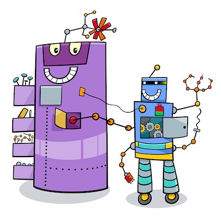 simsearch:400-07052452,k - Cartoon Illustration of Funny Robots Science Fiction Comic Character Stockbilder - Microstock & Abonnement, Bildnummer: 400-09050946