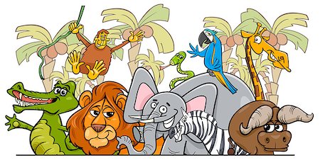 simsearch:400-08403888,k - Cartoon illustration of African Safari Wild Animal Characters Group Foto de stock - Super Valor sin royalties y Suscripción, Código: 400-09050952