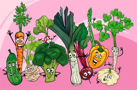 simsearch:400-06764427,k - Cartoon Illustration of Funny Vegetables Food Characters Group Fotografie stock - Microstock e Abbonamento, Codice: 400-09050960