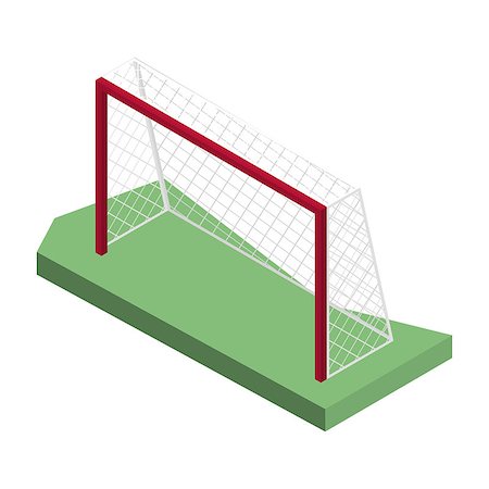 flat soccer ball - Gate for playing soccer, isolated on white background. Design of sports equipment elements. Flat 3d isometric style, vector illustration. Stock Photo - Budget Royalty-Free & Subscription, Code: 400-09050993