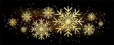 Golden glitter gorgeous snowflake. Luxurious christmas design element with golden glitter snowflake, golden dust and sparkles. Golden snowflake vector illustration. Stock Photo - Budget Royalty-Free & Subscription, Code: 400-09051094
