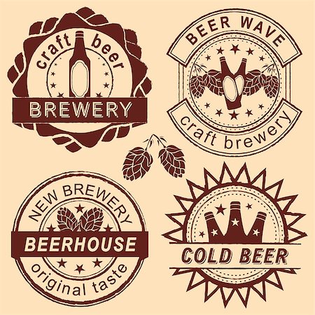 food market old people - Rero beer shop logo, emblems and badges vector set. Collection of vintage brewing company labels. Stock Photo - Budget Royalty-Free & Subscription, Code: 400-09051091