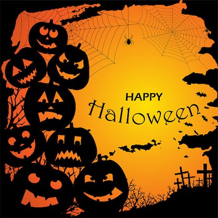 simsearch:400-09052600,k - Halloween party invitation with scary pumpkins . Funny and evil pumpkins for halloween design. Vector Stock Photo - Budget Royalty-Free & Subscription, Code: 400-09051092