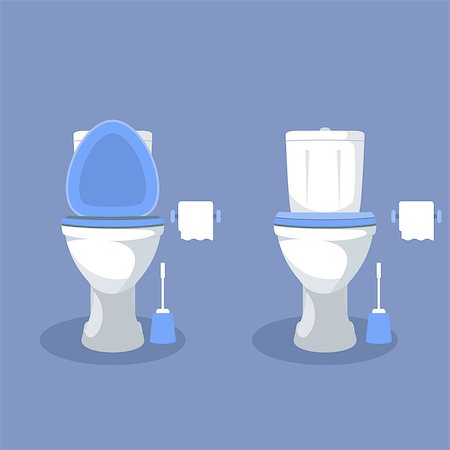 Toilet bowl with open toilet seat, paper and brush - wc Stock Photo - Budget Royalty-Free & Subscription, Code: 400-09051263