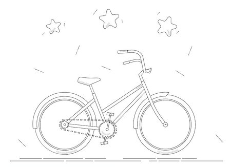 Black and white line drawing. Bike coloring page. Foto de stock - Super Valor sin royalties y Suscripción, Código: 400-09051381