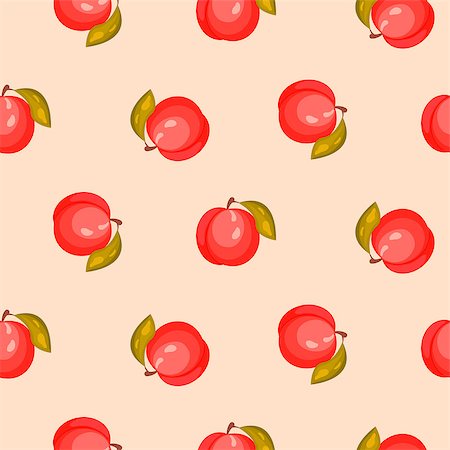 Bright ripe peach fruit seamless vector pattern. Light orange pastel backround. Foto de stock - Super Valor sin royalties y Suscripción, Código: 400-09051409