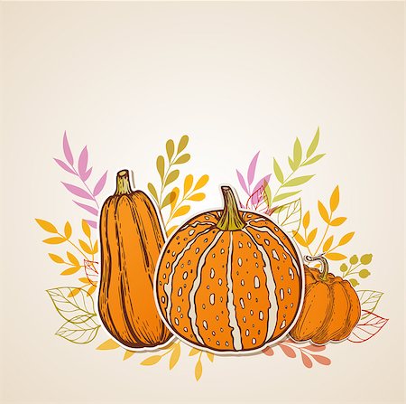simsearch:400-08776231,k - Autumn background with orange pumpkins. Vector illustration. Stockbilder - Microstock & Abonnement, Bildnummer: 400-09051442