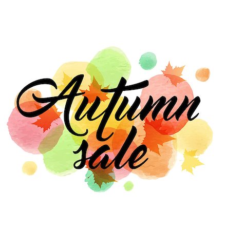 simsearch:400-04906513,k - Abstract vector banner for seasonal autumn sale with maple leaves and watercolor blots. Photographie de stock - Aubaine LD & Abonnement, Code: 400-09051443