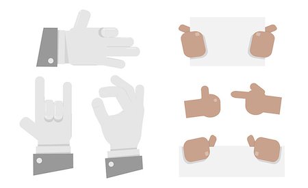 Set of hands in different gestures emotions and signs on white background. Holds an empty Board. Foto de stock - Super Valor sin royalties y Suscripción, Código: 400-09051486