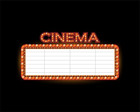 Brightly vintage glowing retro cinema neon sign Stock Photo - Budget Royalty-Free & Subscription, Code: 400-09051568