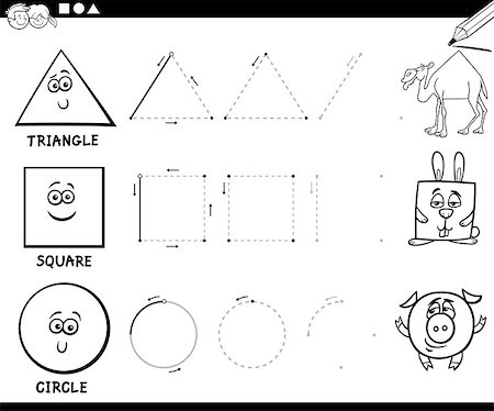 school black and white cartoons - Black and White Educational Cartoon Illustration of Hexagon Basic Geometric Shape for Children Coloring Page Stock Photo - Budget Royalty-Free & Subscription, Code: 400-09051622