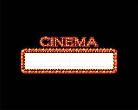 Brightly vintage glowing retro cinema neon sign Stock Photo - Budget Royalty-Free & Subscription, Code: 400-09051699