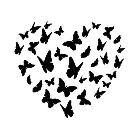 simsearch:400-08402802,k - Beautifil Butterfly Heart Silhouette Isolated on White Background. Valentine s Day. Vector Illustration EPS10 Stockbilder - Microstock & Abonnement, Bildnummer: 400-09051741