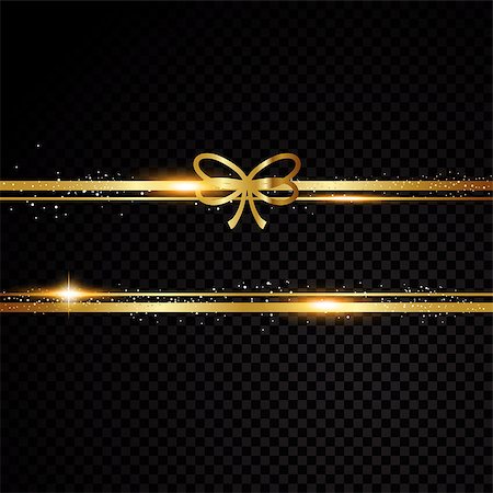 simsearch:400-09081846,k - Two golden lines with bow. Isolated on black transparent background. Vector illustration banner Stock Photo - Budget Royalty-Free & Subscription, Code: 400-09051754