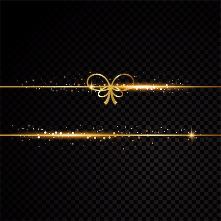 simsearch:400-09081846,k - Two golden lines with bow. Isolated on black transparent background. Vector illustration banner Stock Photo - Budget Royalty-Free & Subscription, Code: 400-09051755