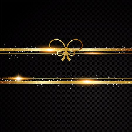 simsearch:400-09081846,k - Two golden lines with bow. Isolated on black transparent background. Vector illustration banner Stock Photo - Budget Royalty-Free & Subscription, Code: 400-09051753