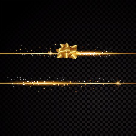 simsearch:400-09081846,k - Two golden lines with bow. Isolated on black transparent background. Vector illustration banner Stock Photo - Budget Royalty-Free & Subscription, Code: 400-09051779