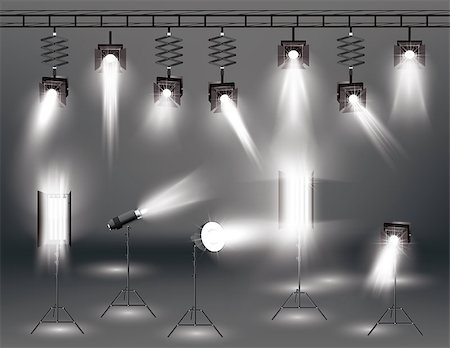 stage floodlight - Spotlight Set with Different Transparent Light Effect. Vector Illustration. Stock Photo - Budget Royalty-Free & Subscription, Code: 400-09051954