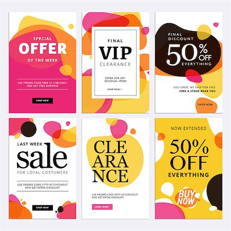 pomo - Set of social media web banners for shopping, sale, product promotion, clearance sale. Vector illustrations for website and mobile website banners, posters, email and newsletter designs, ads, promotional material. Stock Photo - Budget Royalty-Free & Subscription, Code: 400-09051979