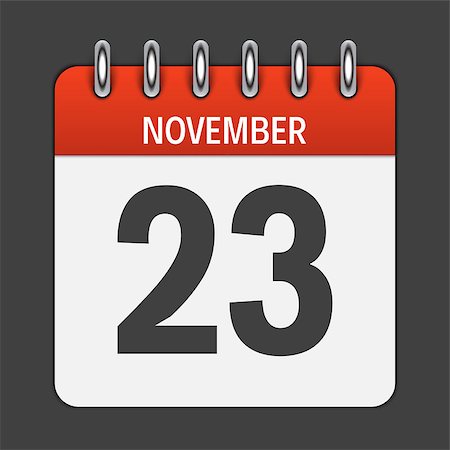 simsearch:400-07108048,k - November 23 Calendar Daily Icon. Vector Illustration Emblem. Element of Design for Decoration Office Documents and Applications. Logo of Day, Date, Month and Holiday. Thanksgiving Day. EPS10 Foto de stock - Super Valor sin royalties y Suscripción, Código: 400-09052043