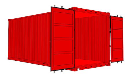 simsearch:400-05320164,k - Vector of open cargo container isolated on white background. Vector rendering of 3d Foto de stock - Super Valor sin royalties y Suscripción, Código: 400-09052080